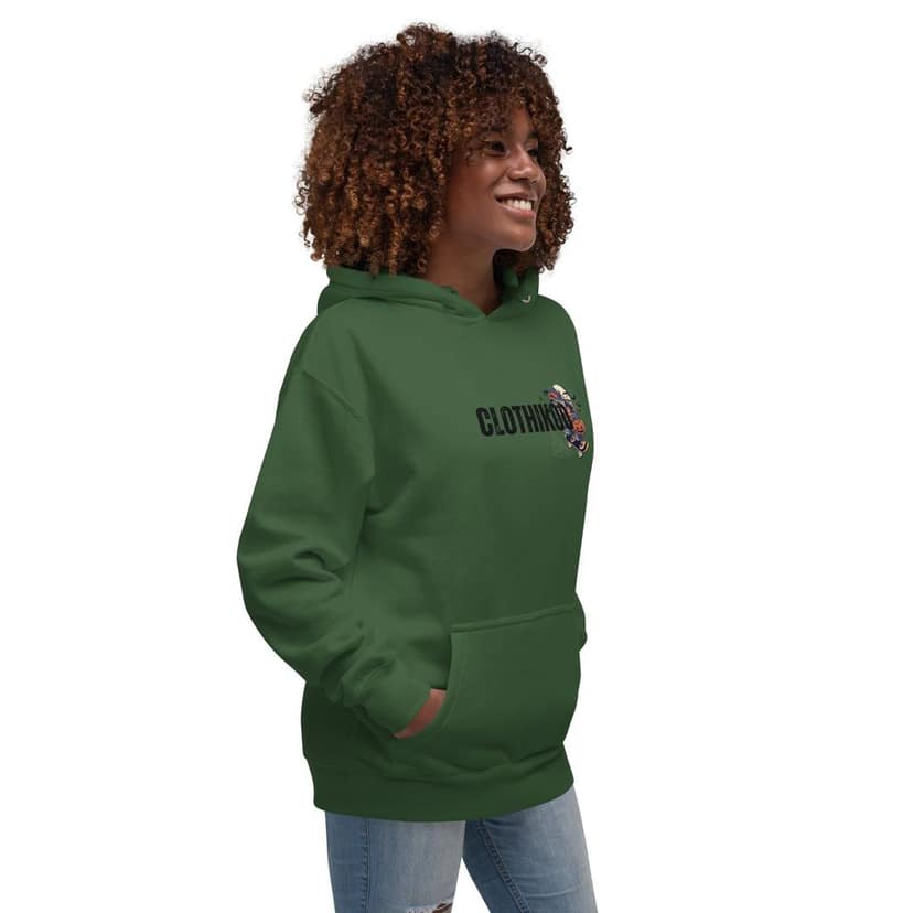 Clothikoo Premium Hoodie (Wolf Print, Bottle Green Colour) view 9