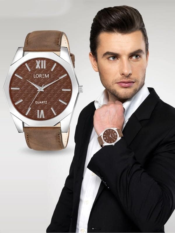 LOREM 3D Embossed Dial Analog Watch for Men view 6