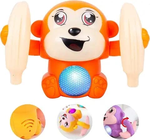 Gooyo GY-2029 Voice Control Banana Dancing Monkey Toy|Spinning, Rolling and Tumbling Toy for Kids with Bright LED Lights & Sound Effects|Orange|3xAAA Battery (Not Included) view 2