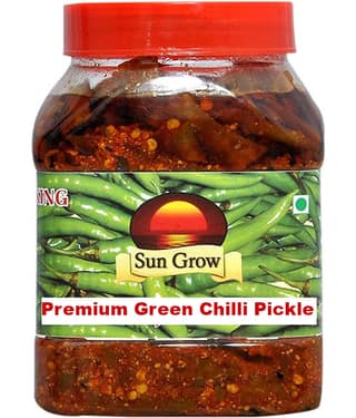 Sun Grow Homemade Organic Premium Kashmiri Green Chilli Pickle Achaar Tate of King Trust Pickle 1 kg
