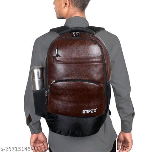 IMpex Brown Leatherette 15.6 Inch Laptop Backpack view 4