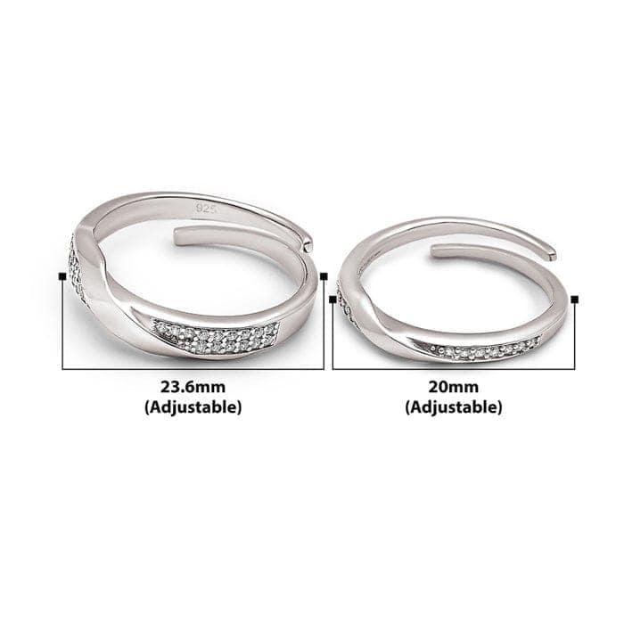 Silver Forever Linked Couple Rings view 4