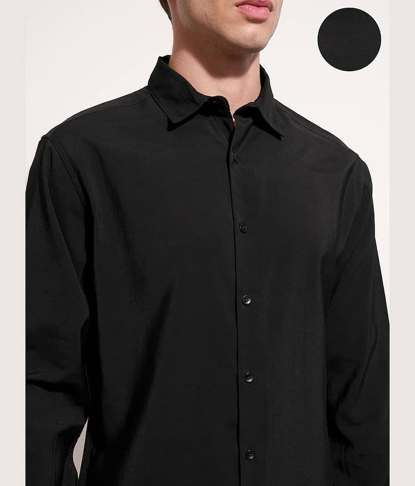 Highlander Rayon Flex Slim Fit Self Design Full Sleeves Men's Casual Shirt - Black ( Pack of 1 ) view 5
