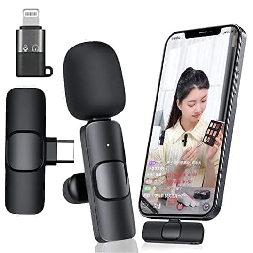K8 Wireless Lavalier Microphone for Mobile Phone, Clip-On Mini Microphone with Receiver