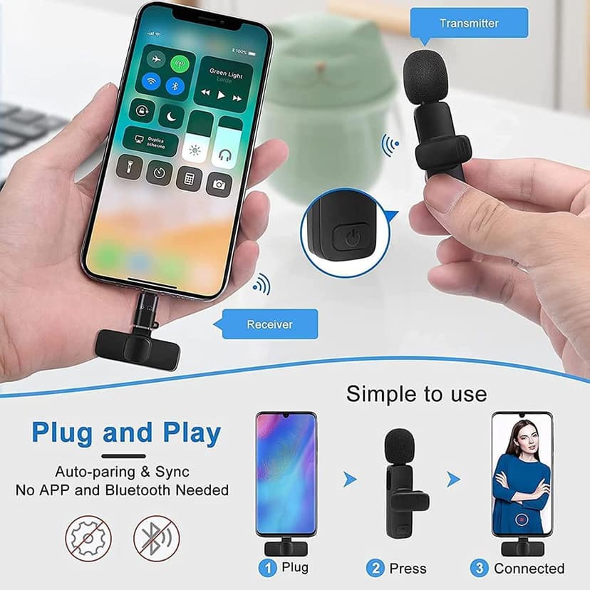 K8 Wireless Lavalier Microphone for Mobile Phone, Clip-On Mini Microphone with Receiver view 4
