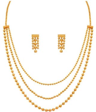 JFL - Jewellery For Less Copper Golden Traditional Gold Plated Necklaces Set
