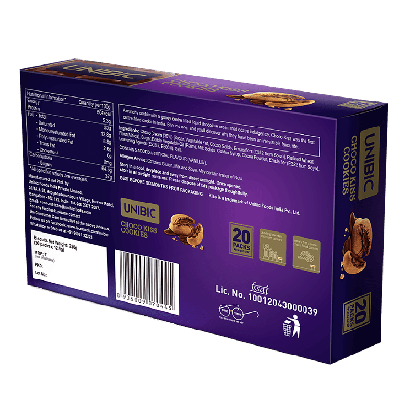 Unibic Centre Filled-Choco Kiss Cookies, 250 G view 2