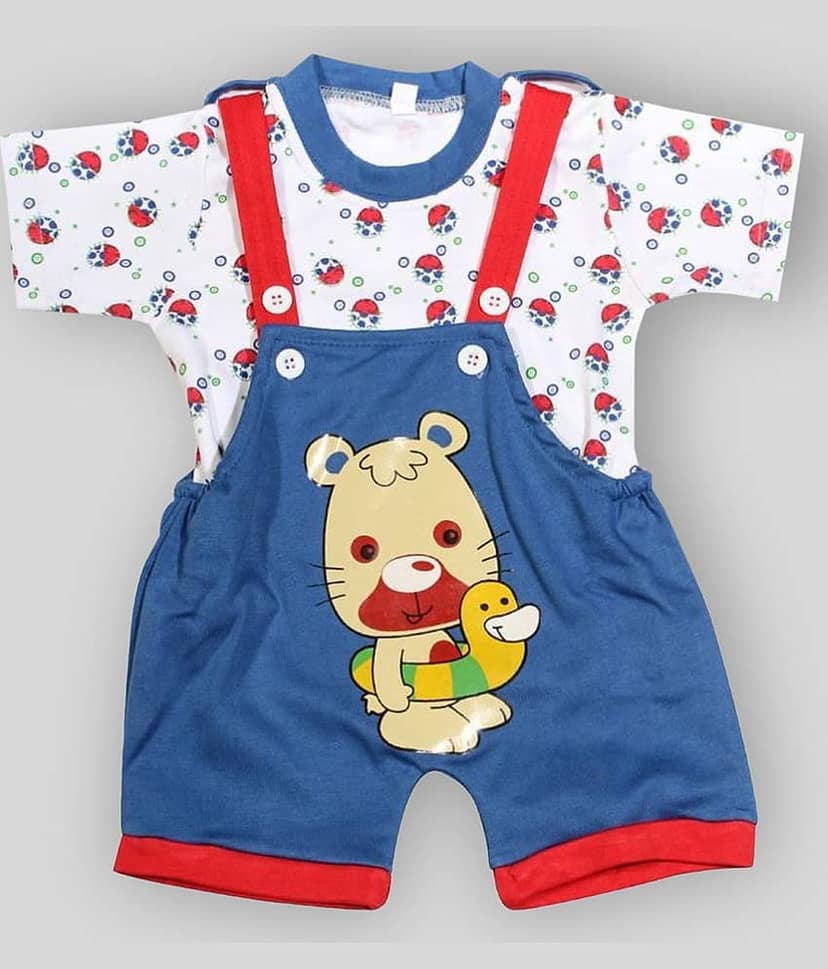 Babeezworld Pack of 2 Baby Girls Cotton Blend Dungarees ( Multicolor ) view 2