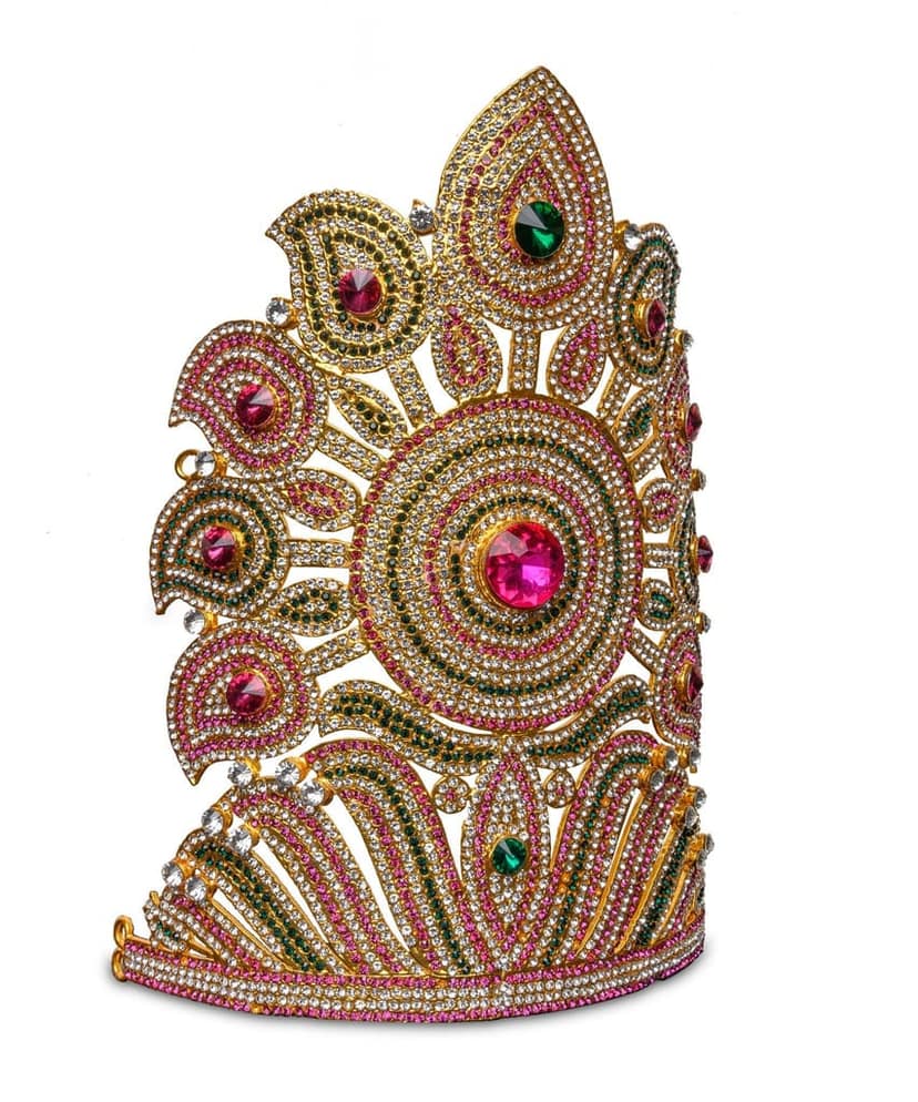 Indian Traditional Gold Plated Wedding Tikka With Pink Stones view 3