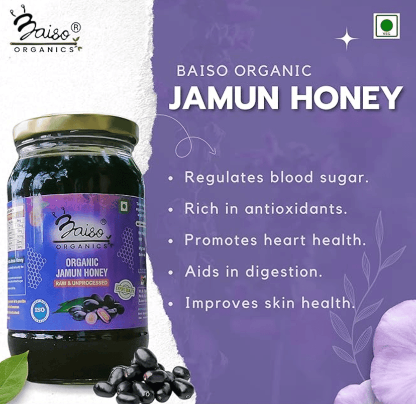 Baiso Organics Raw Unprocessed Natural Jamun Honey - 250gm view 2