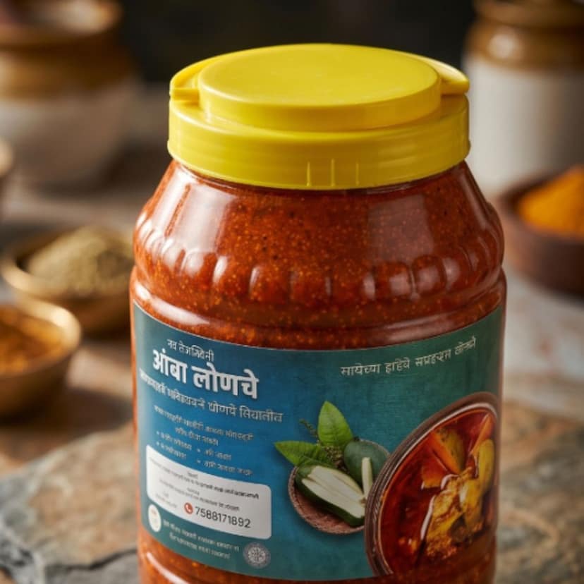 Authentic Kolhapuri Mango Pickle - 250 gm - One plastic jar view 2
