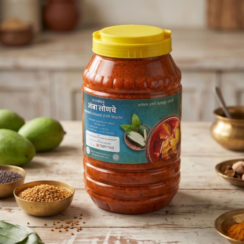 Authentic Kolhapuri Mango Pickle - 250 gm - One plastic jar view 3