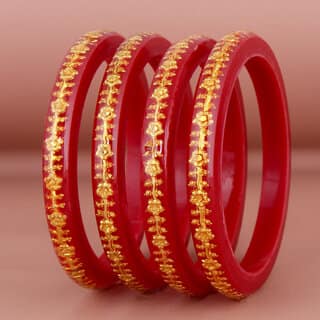 Lucky Jewellery Designer pair of Sankha bengali pola Reddish maroon color Traditional Ethinic Bangles set