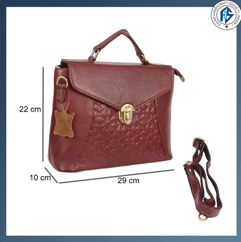 Genuine Leather Fency Style Satchel Bag for Girls and Womens-Maroon view 3
