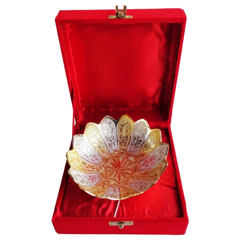 Brass Decorative Kamal Shape Bowl Platter (BMAS066) view 2