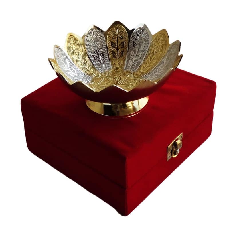 Brass Decorative Kamal Shape Bowl Platter (BMAS066) view 3