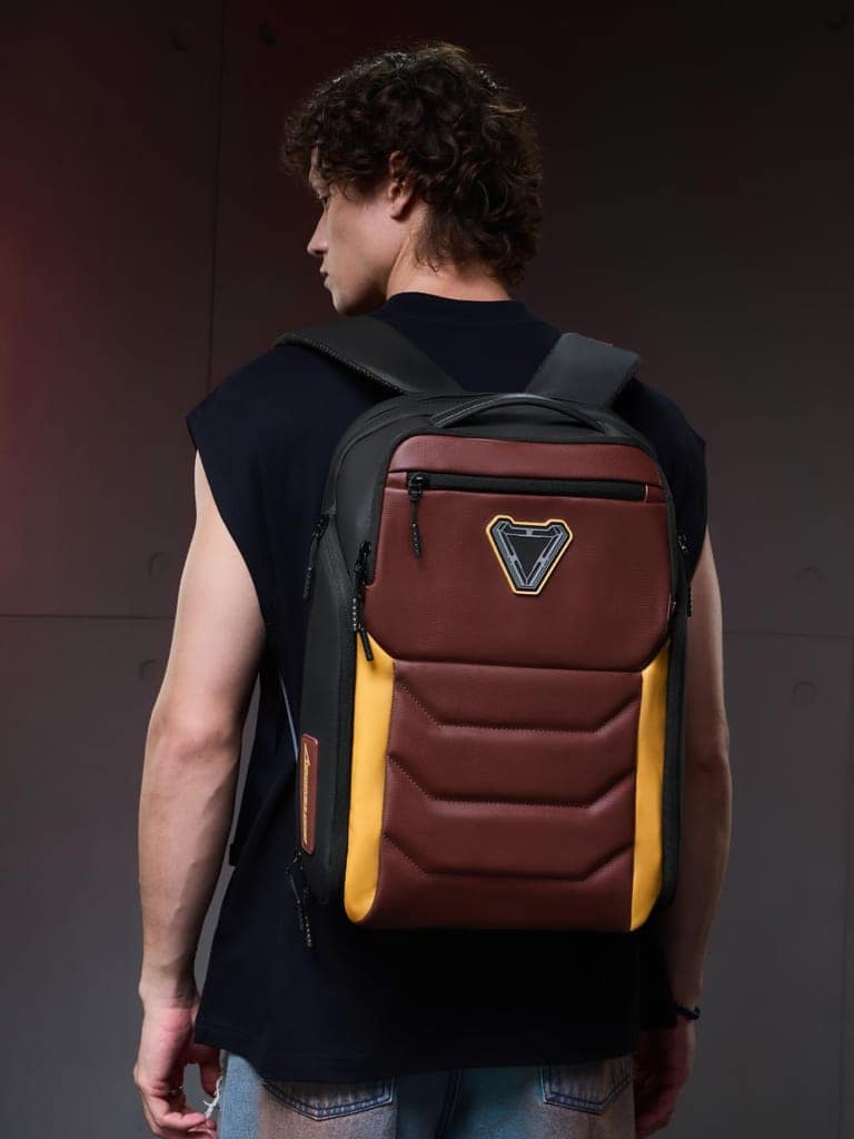 The Souled Store Iron Man: Tech Backpack | Officially Licensed Marvel Merchandise | 25L Hard-Shell Water Resistant Laptop Backpack 15.6 Inch with 180 Degree Wide-Opening Design view 3