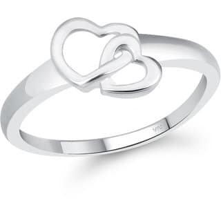VFJ Cute Double Heart CZ Rhodium Plated Ring with Scented Velvet Rose Ring Box for women and girls and your Valentine. view 2
