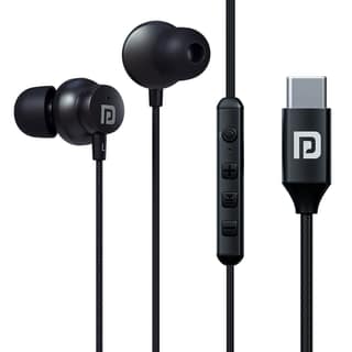 Portronics Conch Z Wired Earphone, delivering an immersive and clear audio experience with Active Noise Cancellation (ANC) that helps reduce surrounding noise - Black