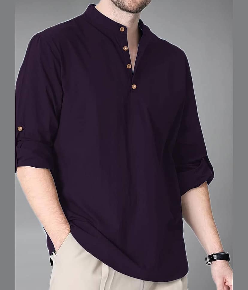 Vida Loca Cotton Blend Plain Shirt Style Kurta For Men ( Turquoise )