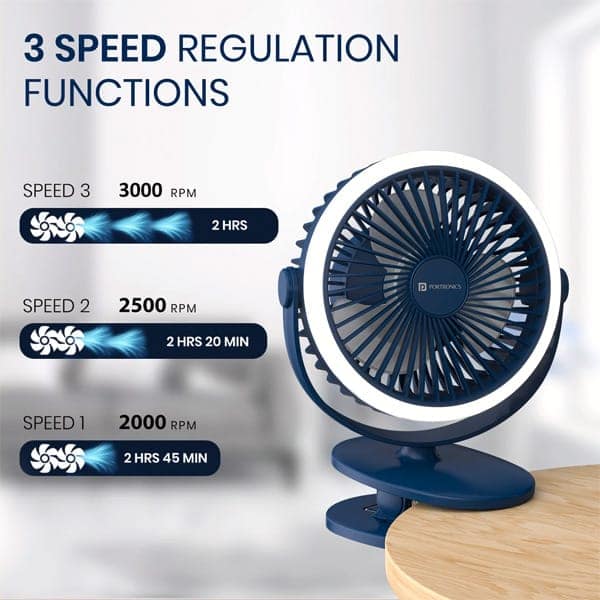 Portronics ClipCool Portable Rechargeable Clip-On Fan view 4