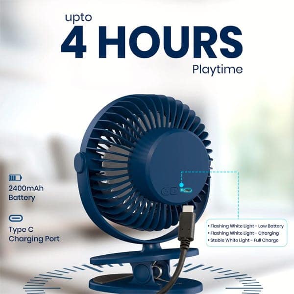 Portronics ClipCool Portable Rechargeable Clip-On Fan view 7