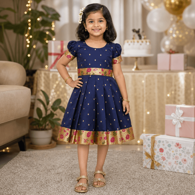 Luster Frock taffata-Paithani Age (0 to 5) view 3