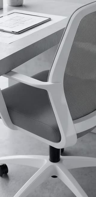 Grey Mesh and Fabric Ergonomic Office Chair with White Frame