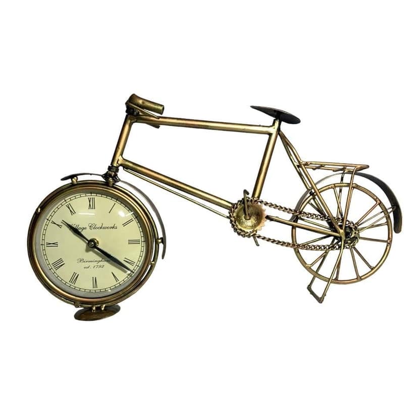 SHAMBHU HANDICRAFTS Vintage Metal Bicycle Bike Clock Home Decoration Table Clock Ornament view 2