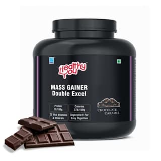 Healthy You Mass Gainer Double Excel | 13.5g Protein, 2.1g BCAA per 90g scoop| Improved Endurance and Muscle Recovery| Supports Weight Gain| Easy to Digest
