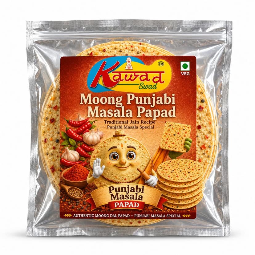 KAWAD SWAD Moong Punjabi Masala Papad 500g | Traditional Jain Recipe