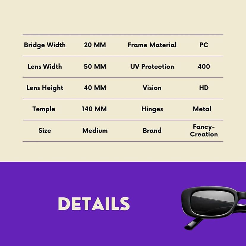 Fancy-Creation Pack Of 2 Rectangle Sunglasses for Women Retro Fashion Sunglasses UV 400 Protection (Size - Medium | Includes Premium Velvet MDF Case, Lens Cleaner (100ML)) (Black & Blue) view 4