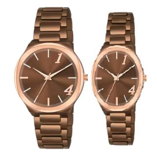 Brown Men and Women CD Lok Analog Couple Watch Set – Stylish Matching Watches for Couples