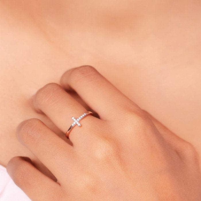 Rose Gold Christ Halo Ring view 2