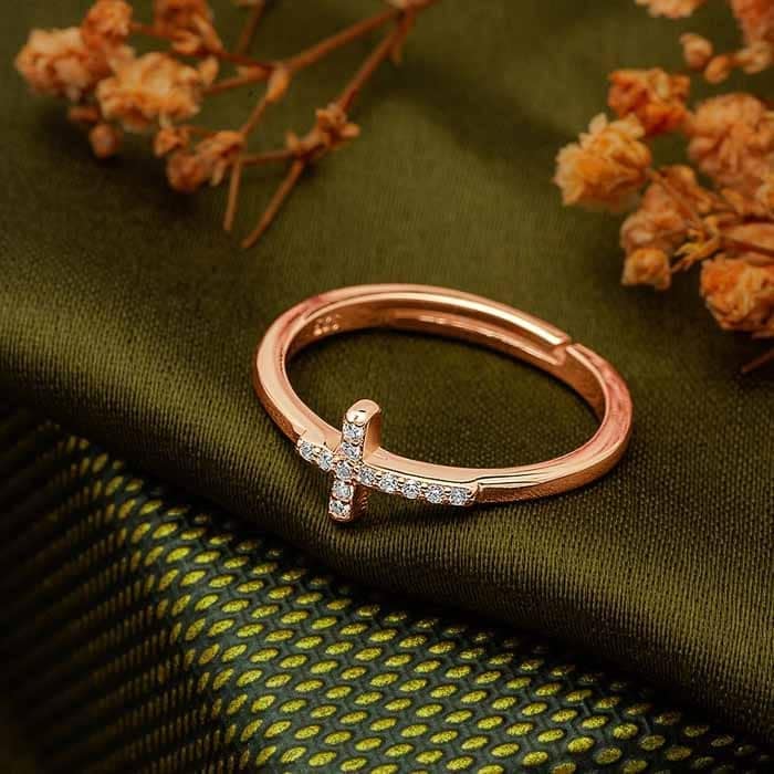 Rose Gold Christ Halo Ring view 3