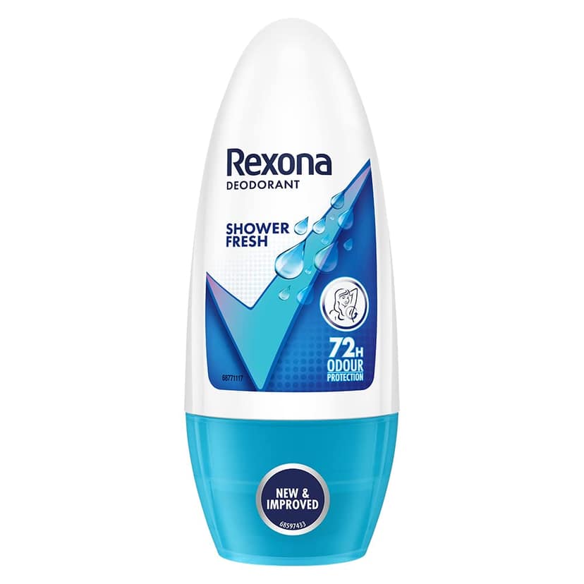 Rexona Shower Fresh Underarm Roll On Deodorant For Women, Antiperspirant, Removes Odour, Keeps Skin Fresh & Clean, 50 Ml
