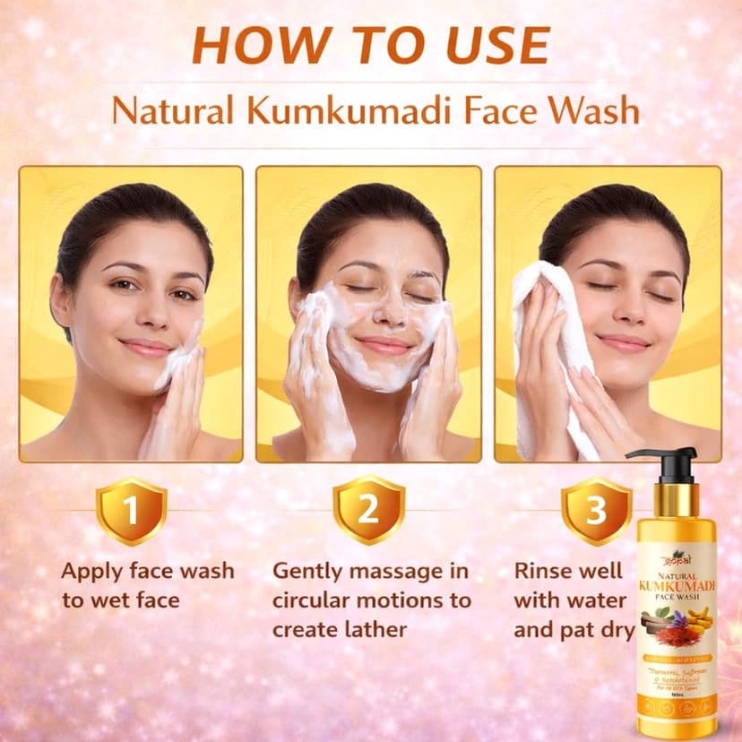 RamGopal Ayurveda Kumkumadi Face Wash with Natural Turmeric, Sandalwood, Saffron | Ayurvedic Formulation | SLS & Paraben-Free | Chemical-Free | For Radiant, Blemish-Free Skin | Deep Nourishment & Cleansing | For All Skin Types | 100ml view 2