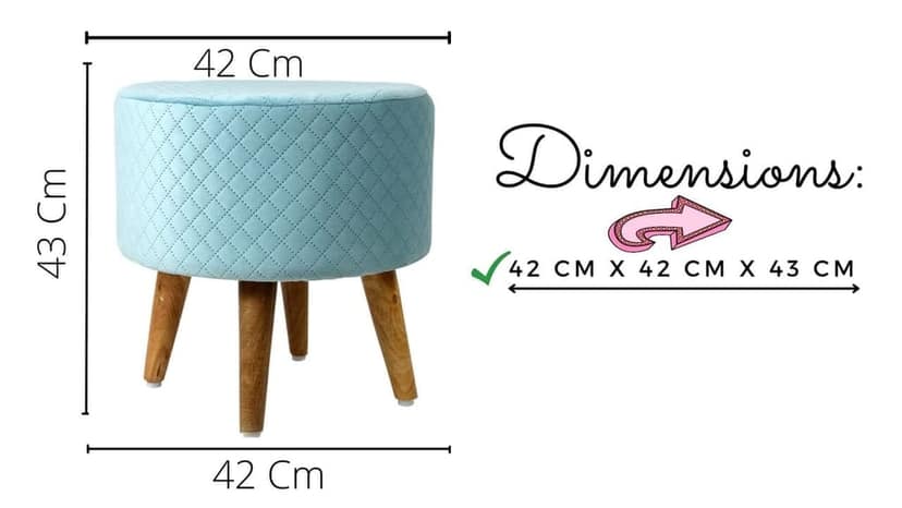 Shadowkart Ottoman Pouffes Sitting Mudda Puffy Stool for Living Room Dressing Table Pouf Round Footstool for Office Home Decor, Check Holland Velvet ,16x16x17 Inch view 2