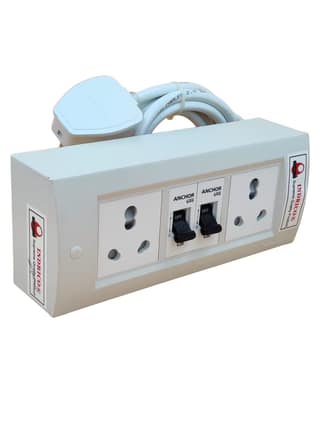 INDRICO Electric Extension Board with 15A/16A/20A Sockets and 16A/20A/25A MCB Heavy Duty 2.5mm Long Wire (Rating 3000W) PVC White
