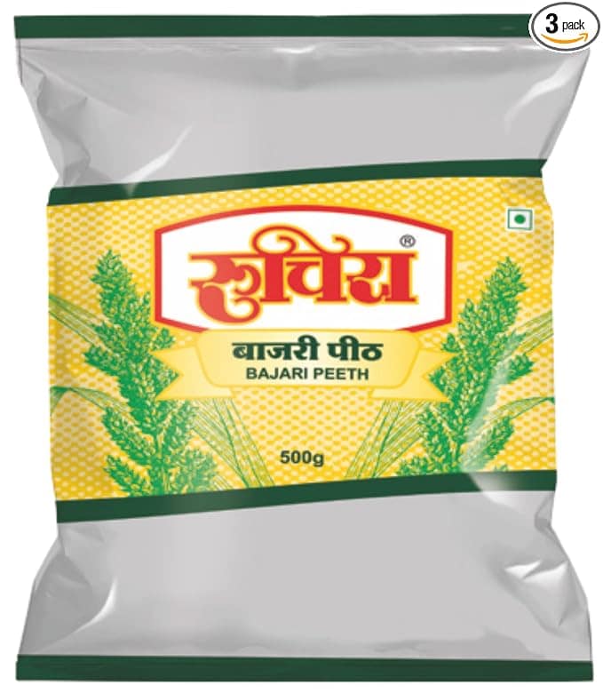 Ruchira Bajari Pith Pearl Millet Flour 500 Gram Pack of 3 Homemade Sun Dried Gluten Free Atta