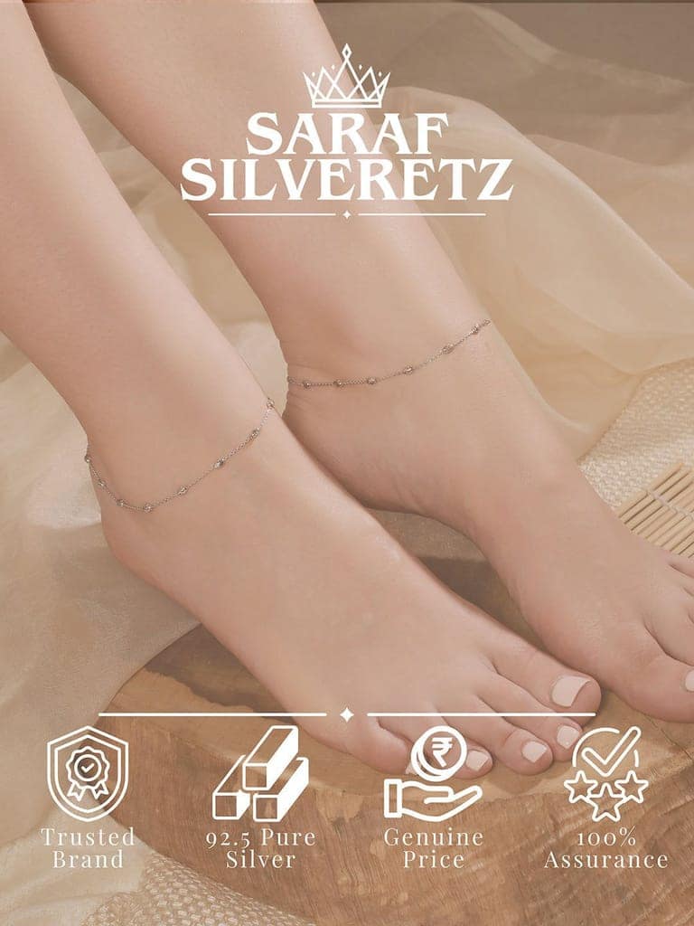 925 Sterling Silver Ball Chain Delicate Designer Minimal Anklet Pair view 4