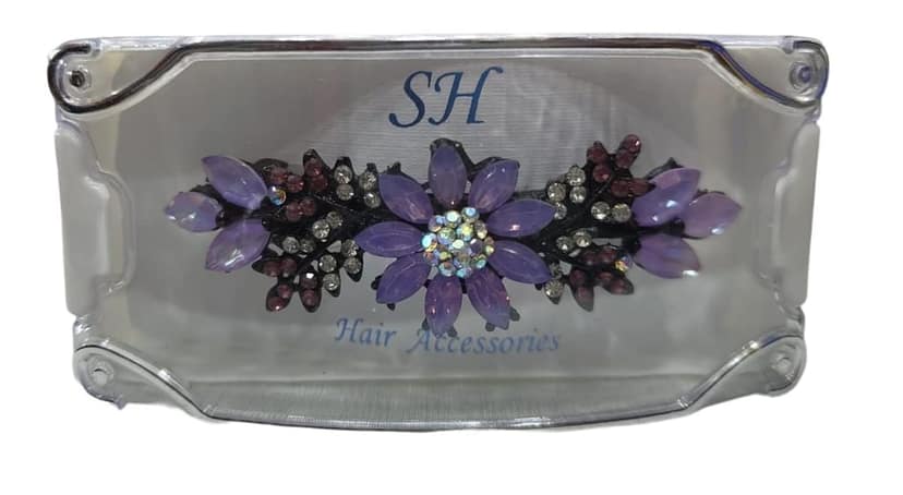 Elegant Rhinestone and Crystal Flower Hair Comb for Women and Girls - Purple view 2