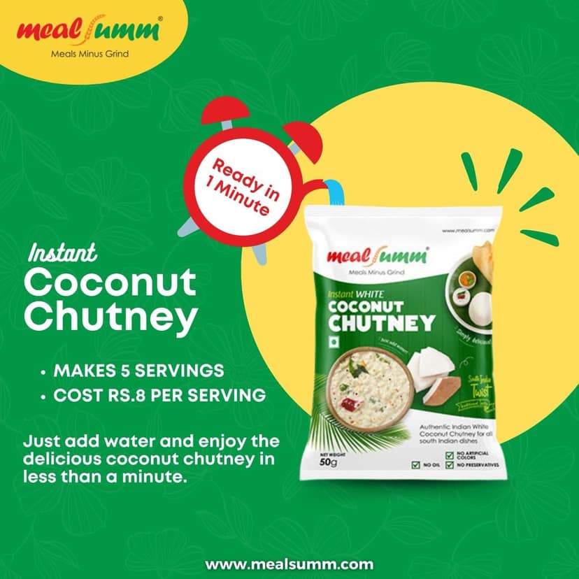 Coconut Chutney - Nariyal Chatni (Just add Water, Only Rs 8 per serving), 200 gm- Pack of 4 view 3