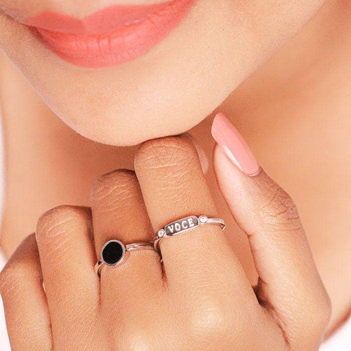 Silver Black Voce Ring view 2