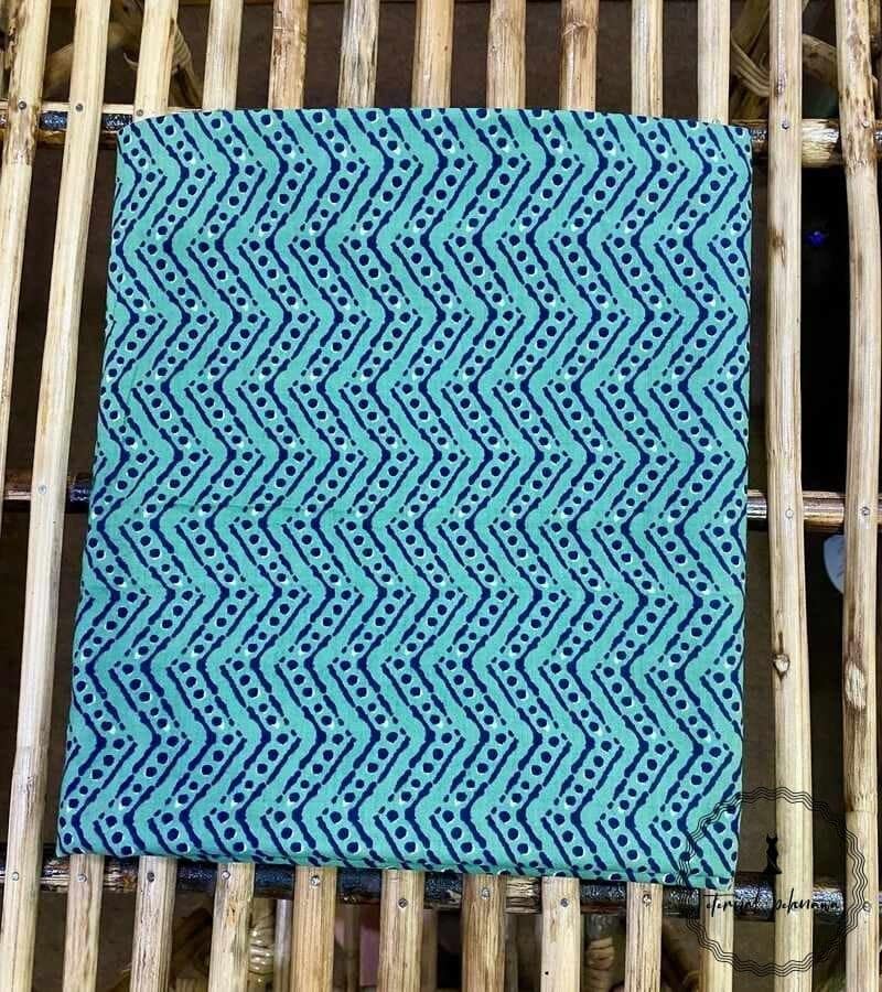Elegant Unstitched Cotton Fabric for Kurtas-Blue