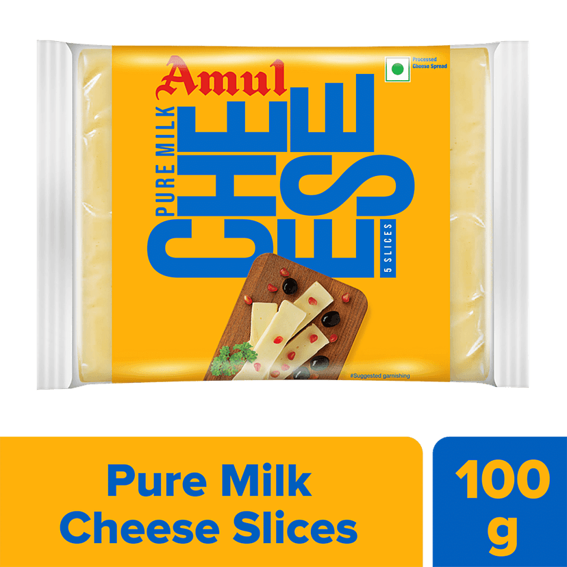 Amul Cheese Slices - Rich In Protein, Wholesome, No Added Sugar, 100 G (5 Slices)