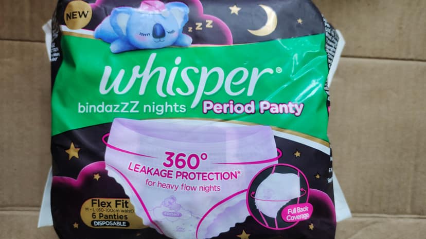 Whisper bindazz nights period panty 6 pcs flex fit