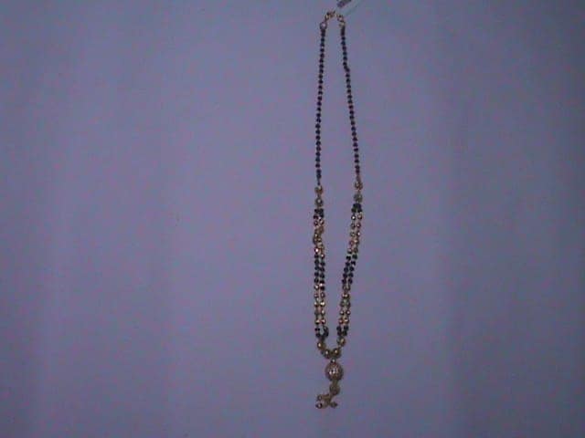 Gold Mangalsutra with Black Beads view 3