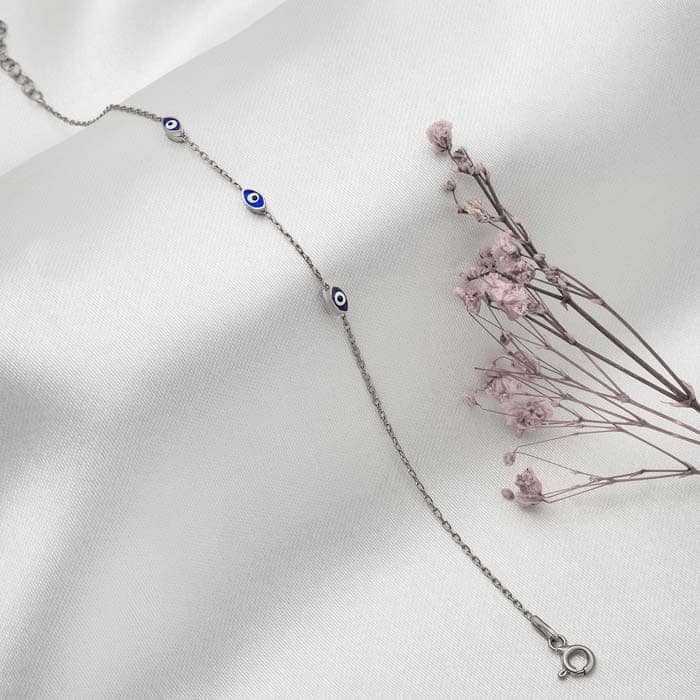Silver Mini Evil Eye Bracelet view 3