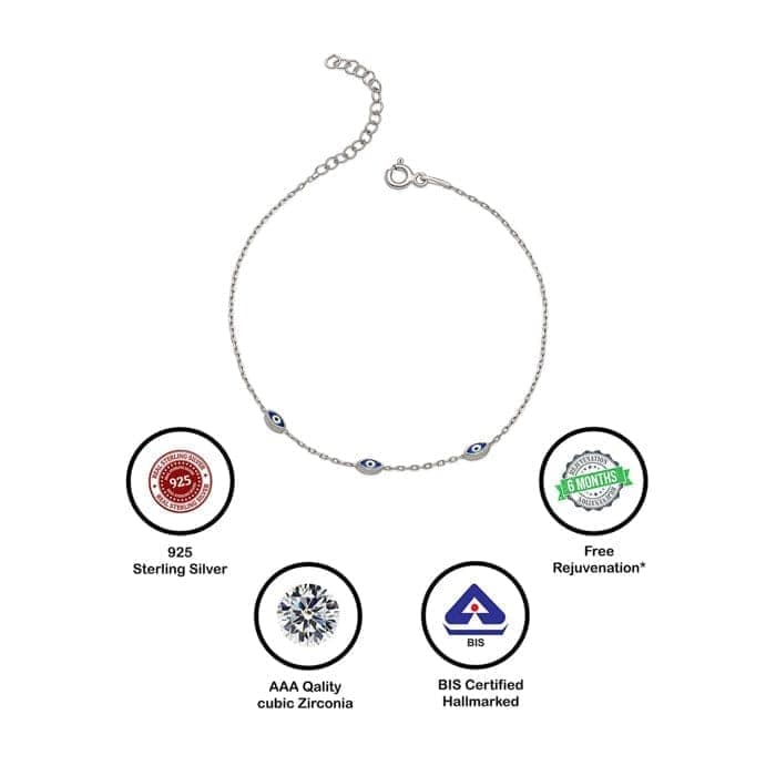 Silver Mini Evil Eye Bracelet view 7